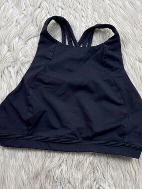 Lululemon Women's 4 Black Free to Be Serene HighNeck Sports Bra Strappy Back